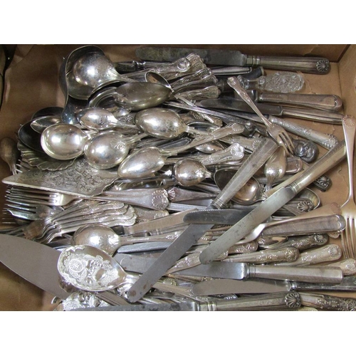 1708 - BOX OF MIXED SILVER PLATED CUTLERY