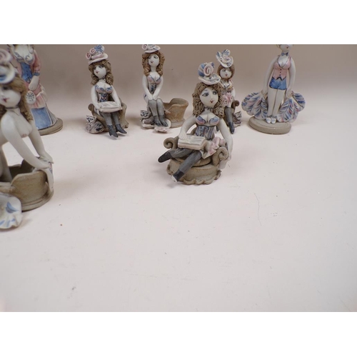 1878 - COLLECTION OF TWELVE HILARY BROCK POTTERY FIGURES - LARGEST 16CM H