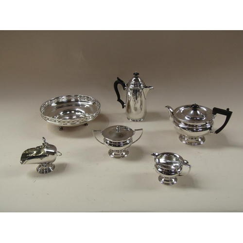 1714 - SILVER PLATE FOUR PIECE TEASET ETC