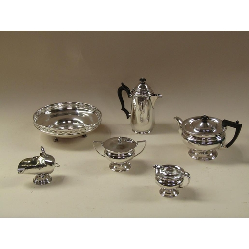 1714 - SILVER PLATE FOUR PIECE TEASET ETC