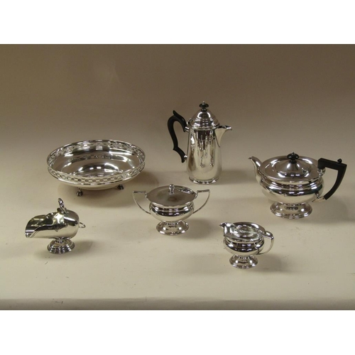 1714 - SILVER PLATE FOUR PIECE TEASET ETC