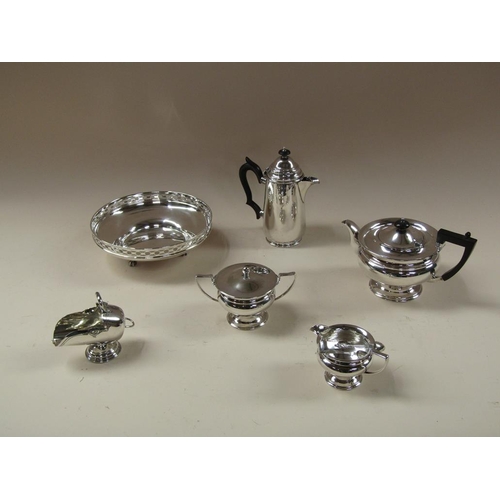 1714 - SILVER PLATE FOUR PIECE TEASET ETC