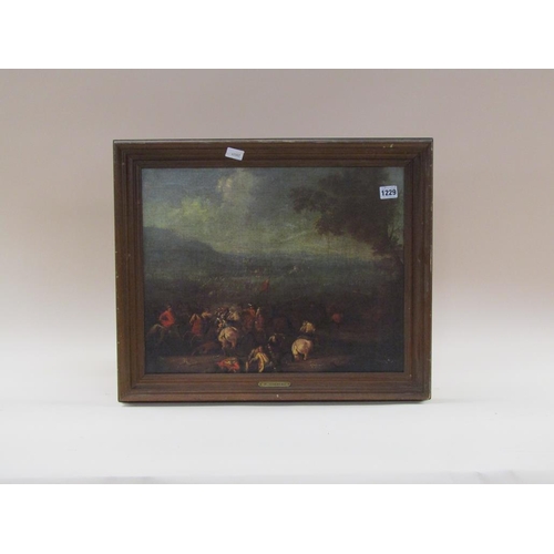 1229 - FRAMED OLEOGRAPH, BATTLE SCENE