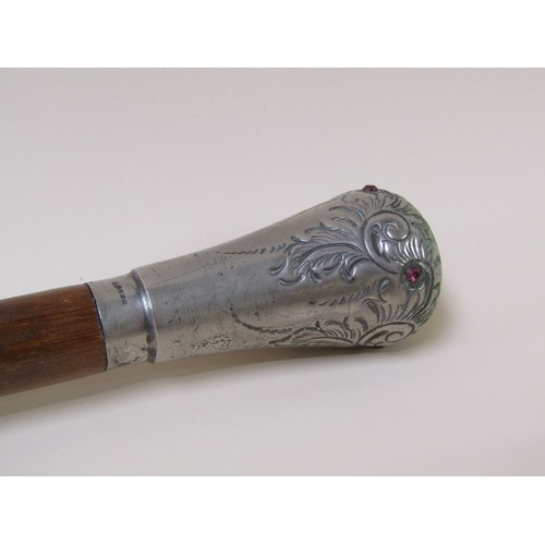 1414 - SWORD STICK WITH SILVERED JEWELLED HANDLE