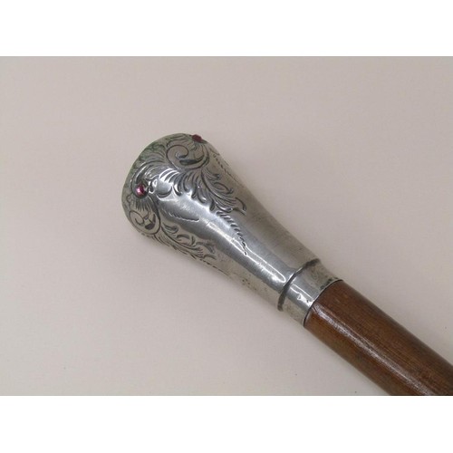 1414 - SWORD STICK WITH SILVERED JEWELLED HANDLE