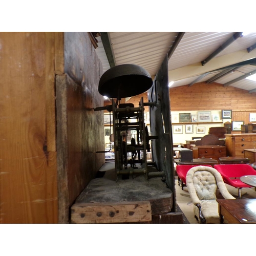 1298A - 19C OAK LONGCASE CLOCK WITH BRASS DIAL, THOS. & IN REA OF WALTON