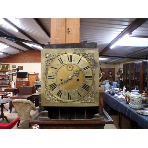 1299A - 19C OAK LONGCASE CLOCK WITH BRASS DIAL, BENJAMIN COTTON OF GREAT MARLOW