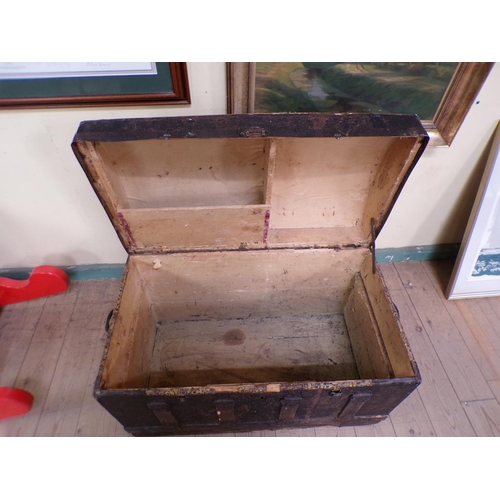 1890 - WOOD AND METAL DOME TOP TRUNK