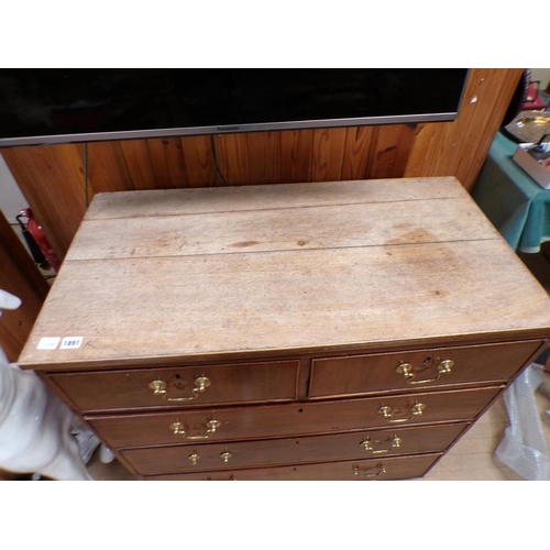 1891 - VICTORIAN CHEST OF TWO OVER THREE DRAWERS 94 x 91 cms