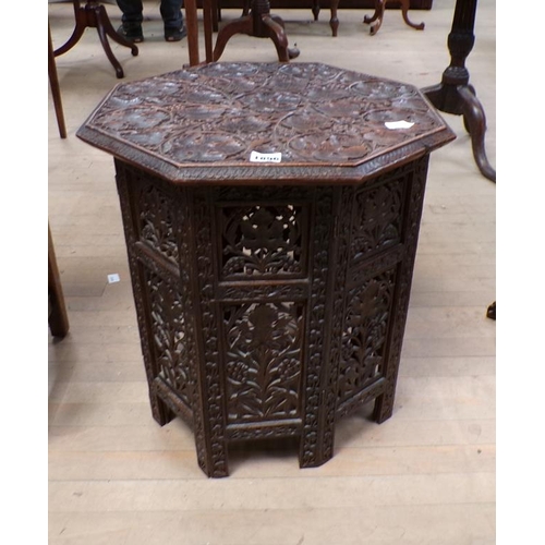 1896 - OCTAGONAL FOLDING CARVED TABLE