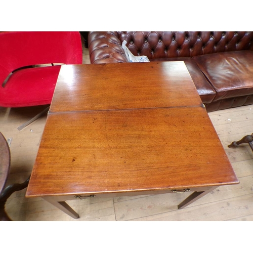 1908 - 19c MAHOGANY FOLD OVER TEA TABLE 86 x 74 cms