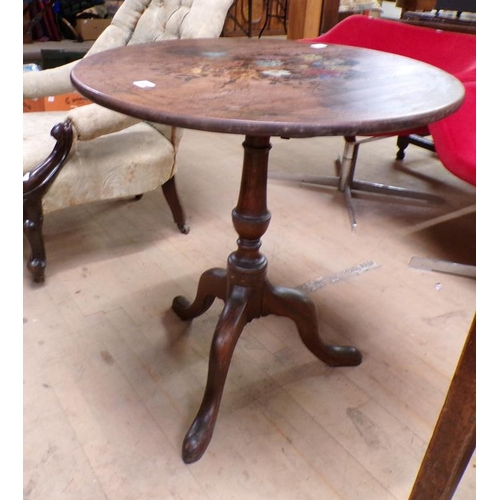 1909 - 19c MAHOGANY PAINTED PEDESTAL OCCASIONAL TABLE