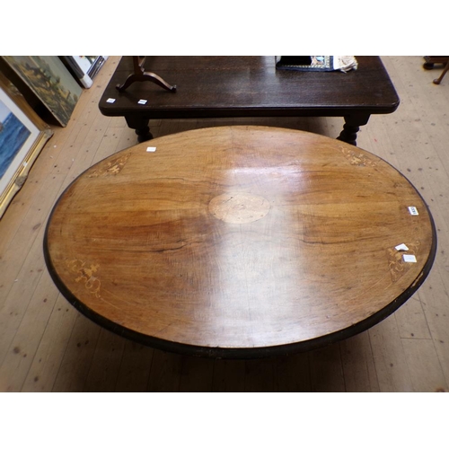 1933 - VICTORIAN INLAID OVAL TILT TOP TABLE 120 x 69 cms