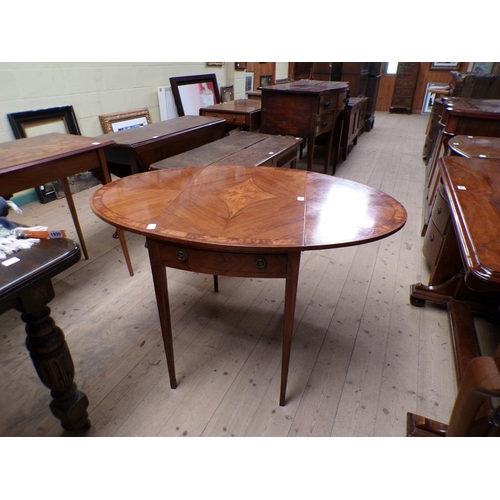 1936 - REGENCY STYLE WALNUT QUARTER VENEERED DROP LEAF TABLE 77 x 70 cms