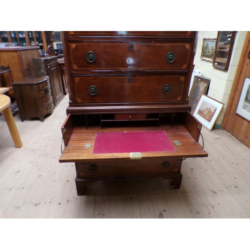 1941 - LATE 19c INLAID MAHOGANY CHEST ON CHEST