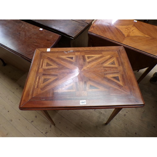 1947 - INLAID MAHOGANY SINGLE DRAWER OCCASIONAL TABLE 68 x 79 cms