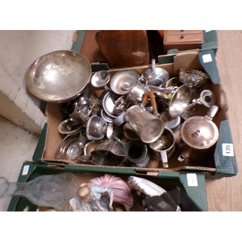 135 - BOX OF MIXED SILVER PLATE