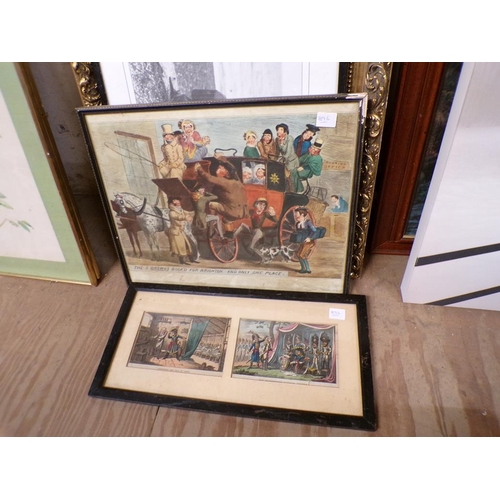 160 - ENGRAVINGS, PRINTS & GILT FRAMED MIRROR