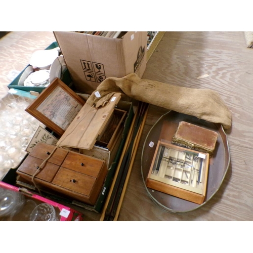 177 - BOX OF MISC TO INCL GALLERIED TRAY