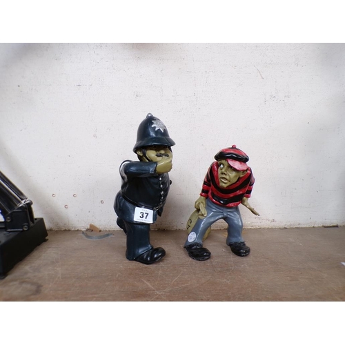 37 - PAIR OF FIGURES - BURGLAR & POLICEMAN