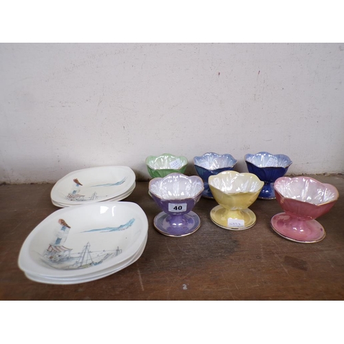 40 - SET OF MALING LUSTRE SUNDAE DISHES; MIDWINTER DESSERT BOWLS