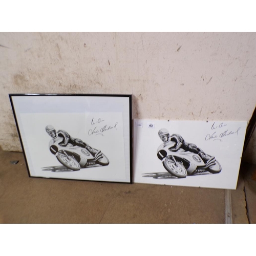 43 - TWO MOTORBIKE RACING PRINTS