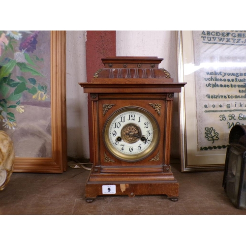 9 - LATE VICTORIAN WALNUT CASED MANTEL CLOCK