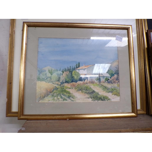 143 - FRAMED WATERCOLOURS, PLAQUE ETC