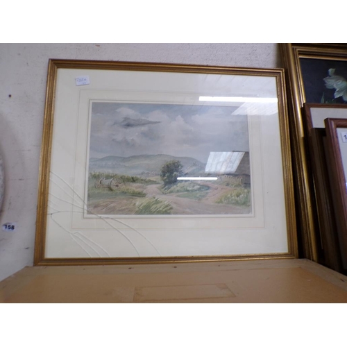 143 - FRAMED WATERCOLOURS, PLAQUE ETC