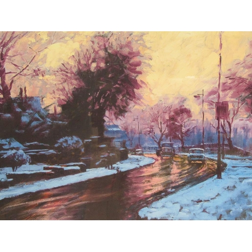 1207 - ROLF HARRIS - WINTER TIME STREET AT SUNSET, LIMITED EDITION PRINT, 19/395,