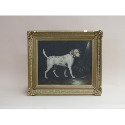 1210 - UNSIGNED - PORTRAIT OF A DOG, OIL ON CANVAS, FRAMED, 49CM X 59CM