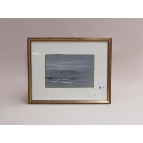 1212 - PETER DE WINT - DERBYSHIRE LANDSCAPE, INFORMATION TO REVERSE, BLACK AND WHITE CHALK ON GREY PAPER - ... 