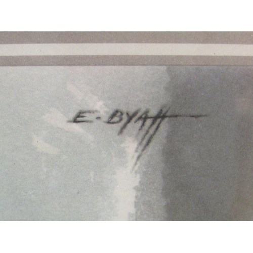 1214 - EDWIN BYATT - VASE OF PINK AND WHITE ROSES, COLOURED PRINT, F/G, 46CM X 56CM