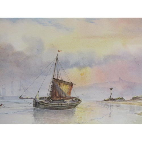 1216 - CLIVE PRYKE - PAIR, SAILING VESSELS & BEACHED FISHING BOAT, SIGNED WATERCOLOURS, EACH F/G, 32CM X 44... 