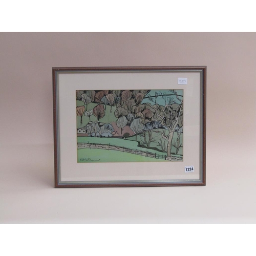 1224 - R.B WATERHOUSE - LANDSCAPE, SIGNED WATERCOLOUR, F/G, 25CM X 36CM