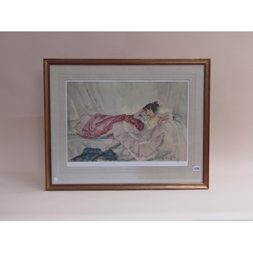 1225 - RUSSELL FLINT - FRAMED LIMITED EDITION PRINT, LADY RECLINING, F/G, 40CM X 57CM