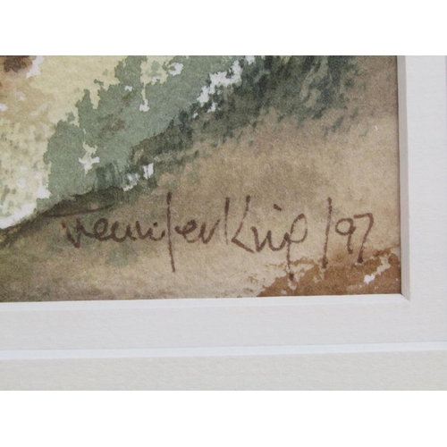 1231 - JENNIFER KING 97 - WHITELEAF, SIGNED AND TITLED WATERCOLOUR, F/G, 21CM X 26CM