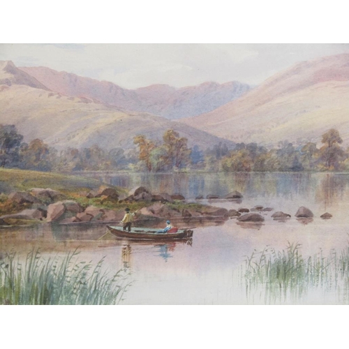 1234 - SIGNED IN MONO EAW (SIR ERNEST ALBERT WATERLOW) - ON THE LAKE, WATERCOLOUR, F/G, 17CM X 37CM
