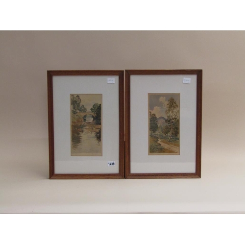 1236 - ROBERT HOUSTON - THE TRUSSACHS PATH & BRIG O'TURK, SIGNED AND TITLED WATERCOLOURS, EACH F/G, 27CM X ... 