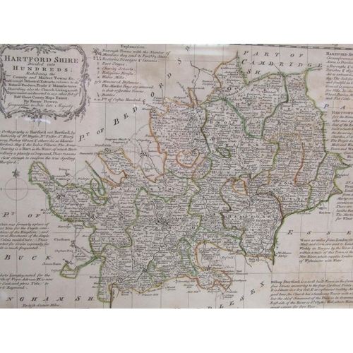 1240 - ANTIQUE MAP OF HERTFORDSHIRE, F/G, 23CM X 33CM