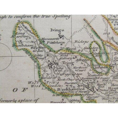 1240 - ANTIQUE MAP OF HERTFORDSHIRE, F/G, 23CM X 33CM