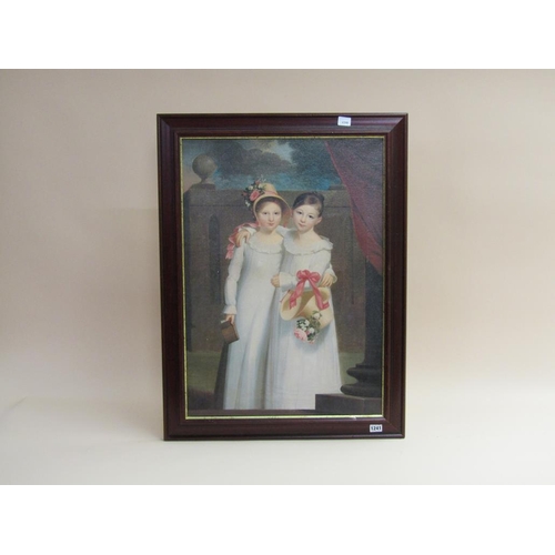 1241 - UNSIGNED - TWO YOUNG LADIES, OIL ON CANVAS, FRAMED, 70CM X 50CM