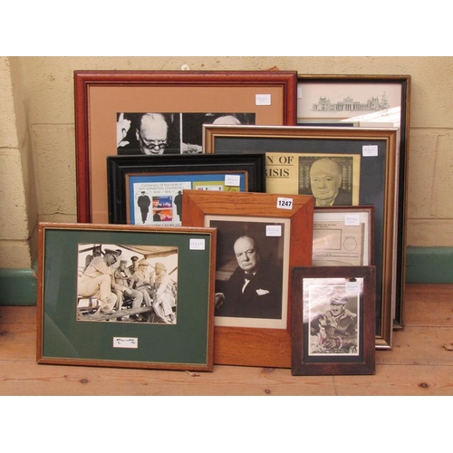 1247 - COLLECTION OF EIGHT PICTURES AND PRINTS RELATING TO WINSTON CHURCHILL
