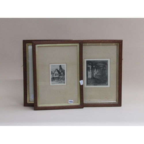 1253 - SERIES OF FIVE 19C BLACK ON WHITE ENGRAVINGS - TOWN SUBJECTS, EACH F/G, 40CM X 26CM