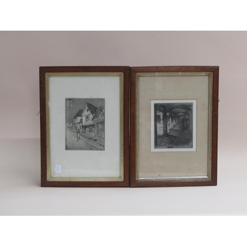 1253 - SERIES OF FIVE 19C BLACK ON WHITE ENGRAVINGS - TOWN SUBJECTS, EACH F/G, 40CM X 26CM