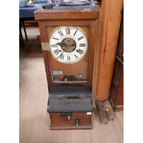 1287 - EARLY 20C NATIONAL TIME RECORDER CLOCKING IN MACHINE, 90CM H