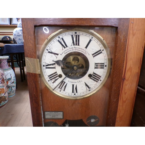 1287 - EARLY 20C NATIONAL TIME RECORDER CLOCKING IN MACHINE, 90CM H
