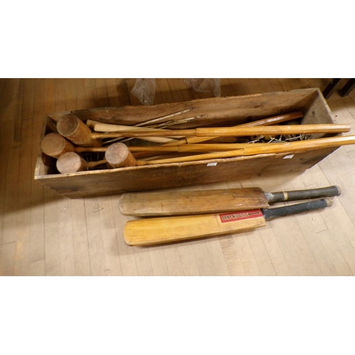 1315A - JACQUES CROQUET SET; CRICKET BATS