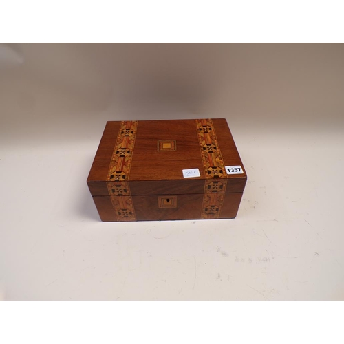 1357 - VICTORIAN TUNBRIDGEWAR WRITING BOX, 30CM W