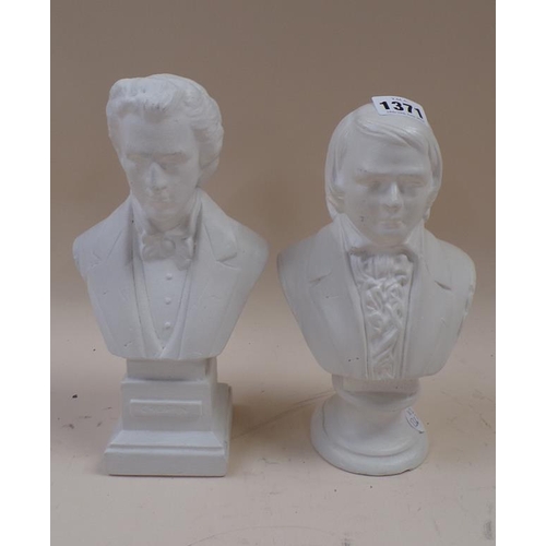 1371 - TWO PARIAN BUSTS OF COMPOSERS - SCHUMANN & CHOPIN - 27CM H